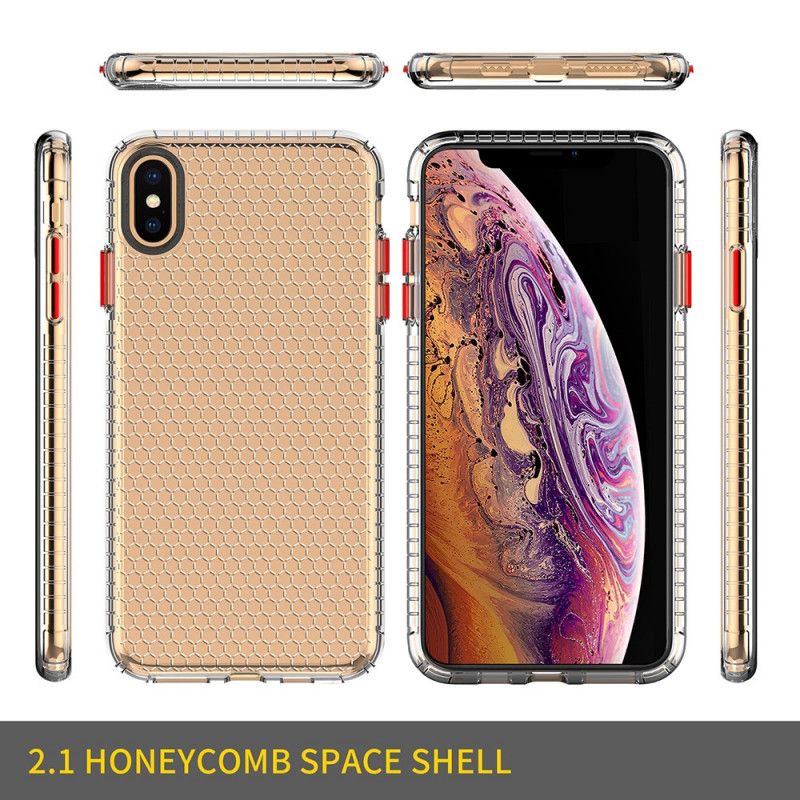 Kuori iPhone XS Max Vaaleanpunainen Musta Suunnittelu Hunajakennotyyli Suojakuori