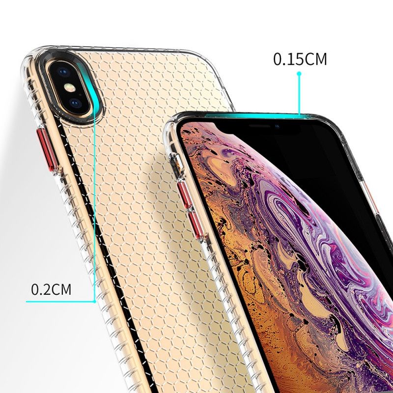 Kuori iPhone XS Max Vaaleanpunainen Musta Suunnittelu Hunajakennotyyli Suojakuori