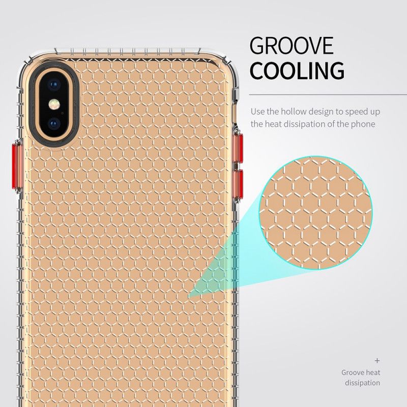 Kuori iPhone XS Max Vaaleanpunainen Musta Suunnittelu Hunajakennotyyli Suojakuori