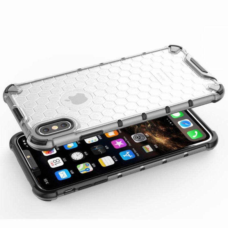 Kuori iPhone XS Max Valkoinen Musta Hunajakennotyyli