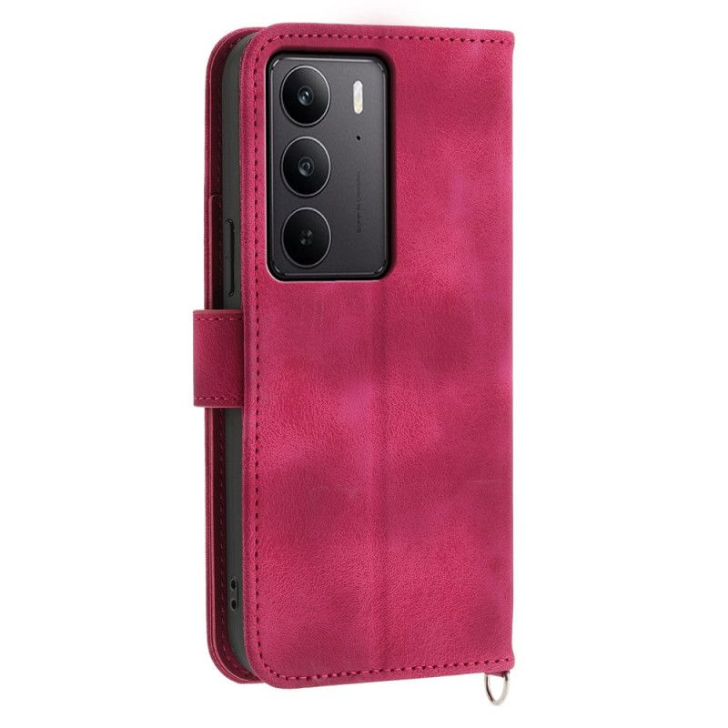 Kotelot Realme C75 Puhelinkuoret Mokkanahkainen Pitsikuvio Hihnalla Ja Olkahihnalla