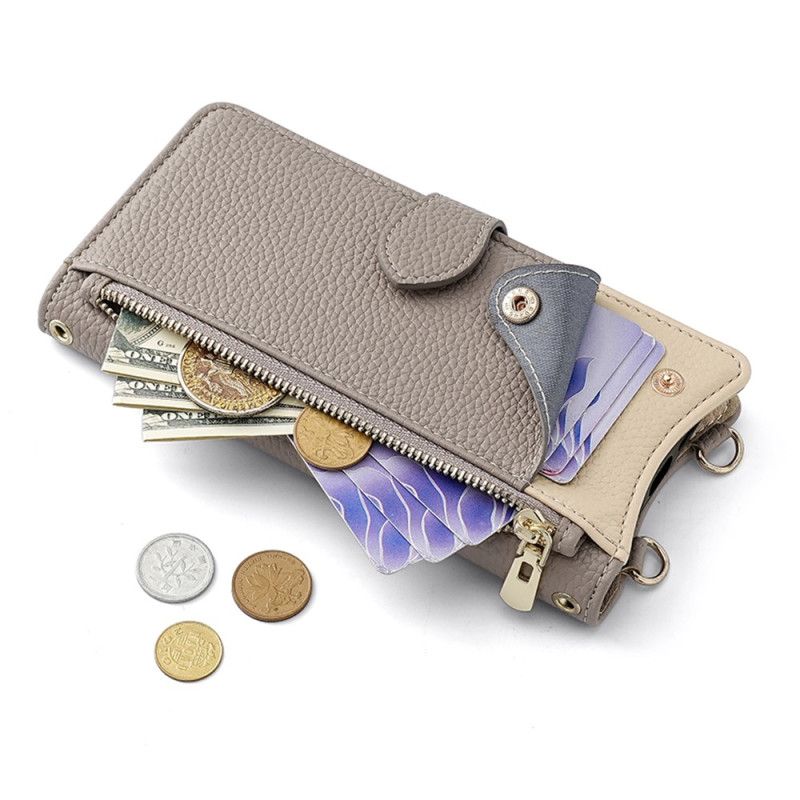 Nahkakotelo Realme C75 Kaksivärinen Lompakko Ketjulla