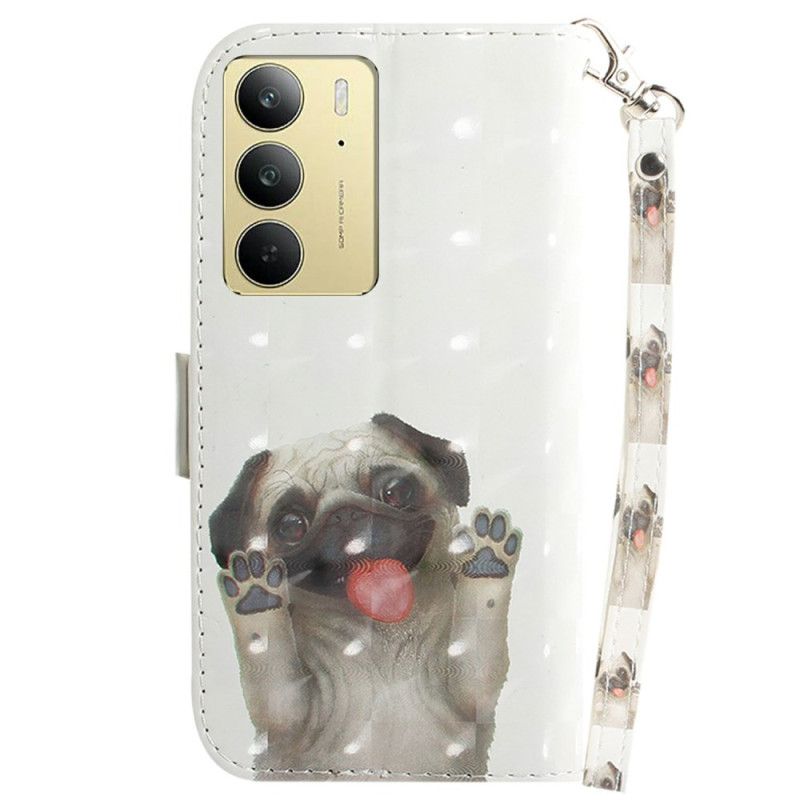 Nahkakotelo Realme C75 Mopsi Avainnauha