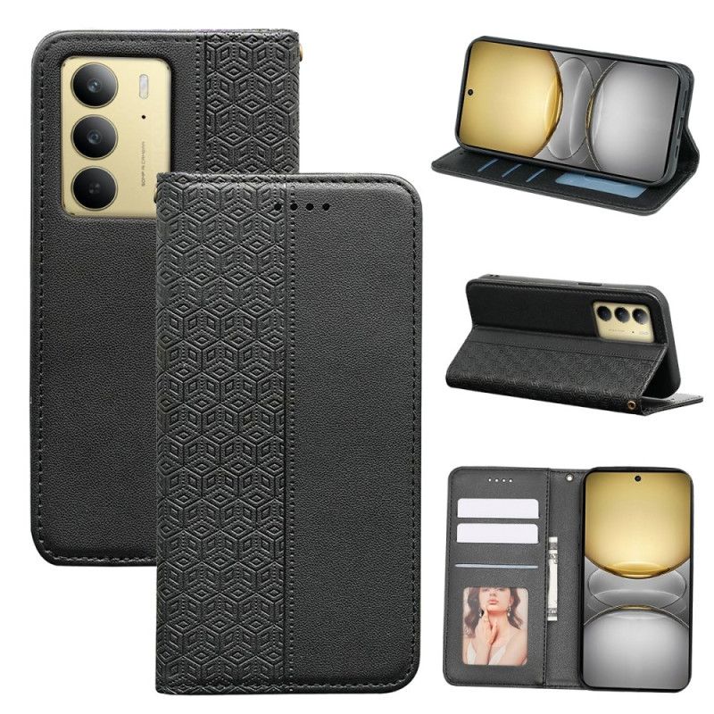 Nahkakotelo Realme C75 Puhelinkuoret Laatta- Ja Hihnafriisi