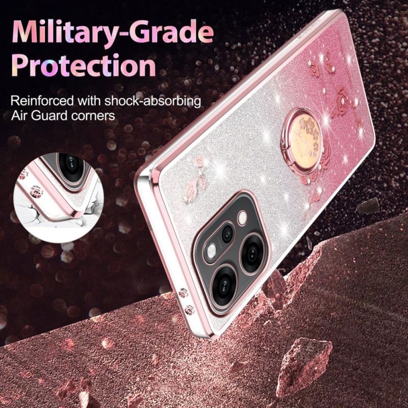 Kuori Oppo Reno 14 5g Kukkia Ja Strasseja Sormuksen Pidikkeellä