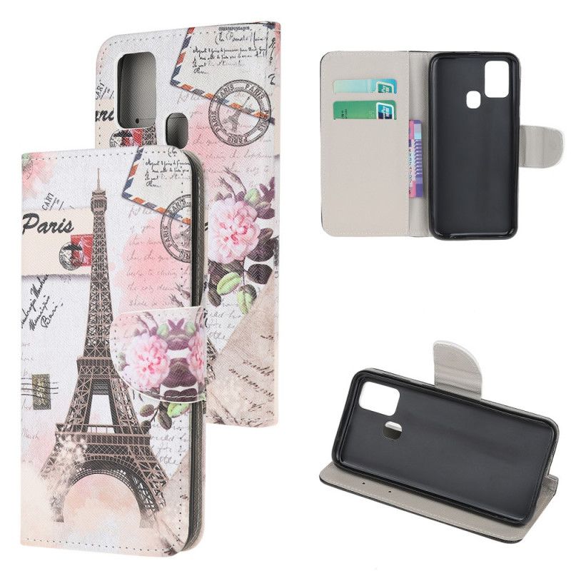 Kotelot Samsung Galaxy A21s Retro Eiffel-Torni