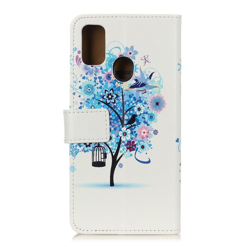 Kotelot Samsung Galaxy A21s Vihreä Oranssi Kukkiva Puu