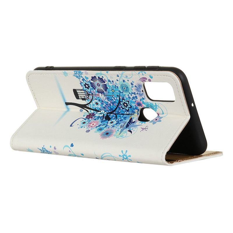 Kotelot Samsung Galaxy A21s Vihreä Oranssi Kukkiva Puu