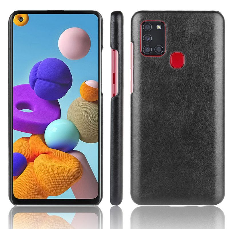 Kuori Samsung Galaxy A21s Harmaa Musta Suorituskykyinen Litsi Nahkainen Vaikutus
