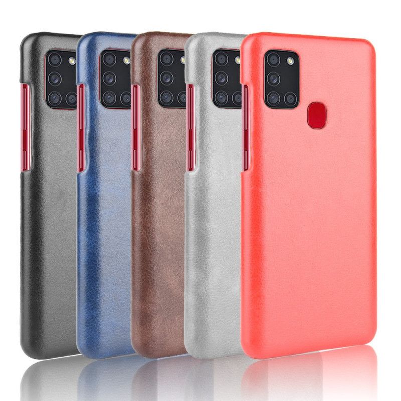 Kuori Samsung Galaxy A21s Harmaa Musta Suorituskykyinen Litsi Nahkainen Vaikutus