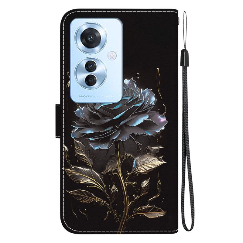 Kotelot Oppo Reno 11f 5g Puhelinkuoret Musta Ruusu Hihnalla