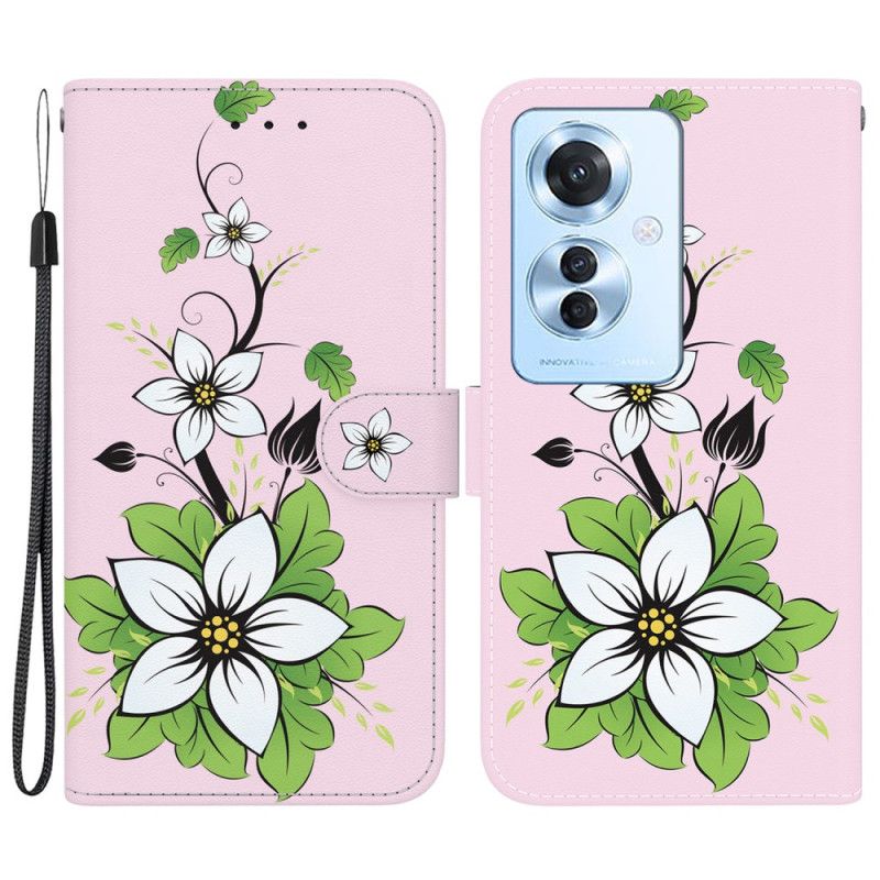 Nahkakotelo Oppo Reno 11f 5g Lilja Hihnassa