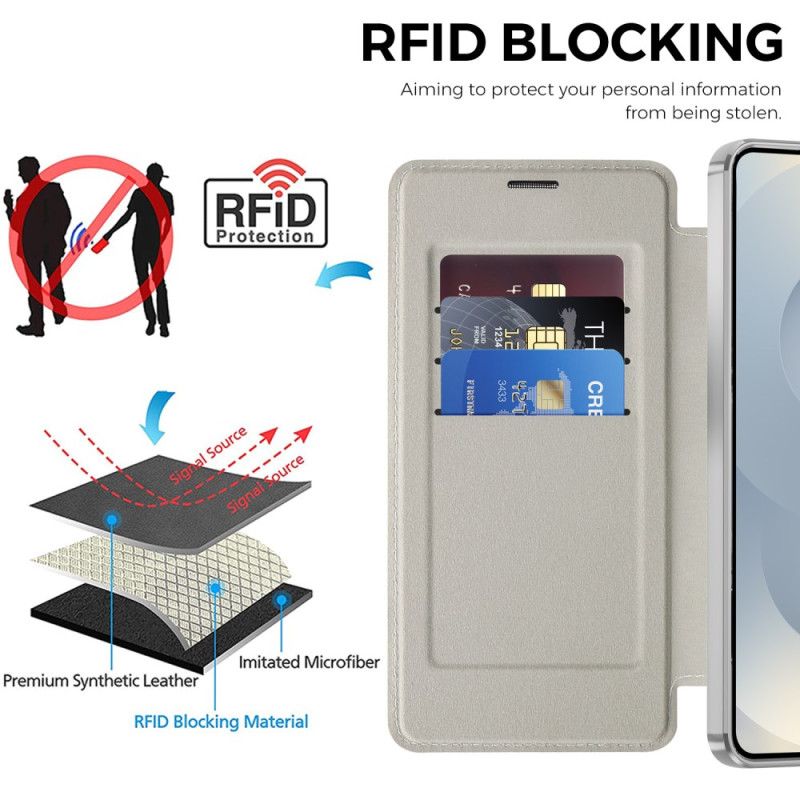 Nahkakotelo Samsung Galaxy S26 Rfid-korttikotelo Ja Pehmustettu Linssinsuojus