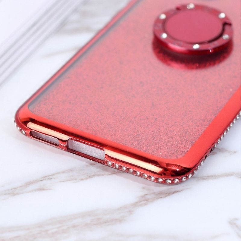 Case Kuoret Xiaomi Mi 10 Lite Violetti Punainen Puhelinkuoret Paljetteja Ja Renkaita Tukevia Timantteja
