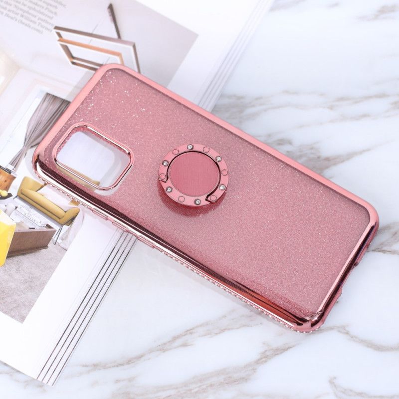 Case Kuoret Xiaomi Mi 10 Lite Violetti Punainen Puhelinkuoret Paljetteja Ja Renkaita Tukevia Timantteja