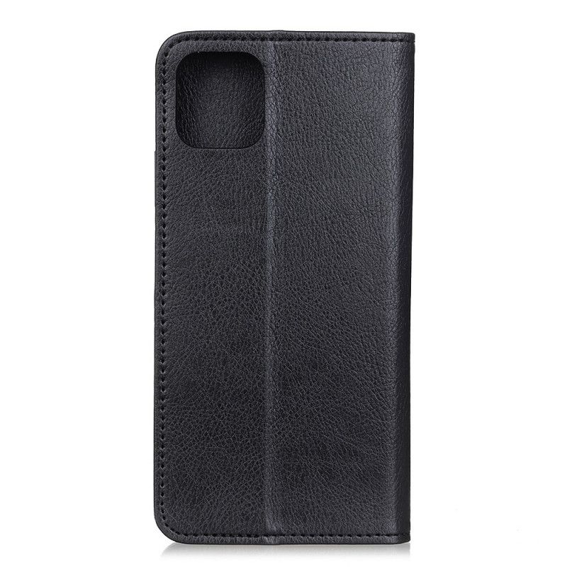 Flip Kotelot Xiaomi Mi 10 Lite Punainen Musta Tyylikäs Halkaistu Litsi Nahka