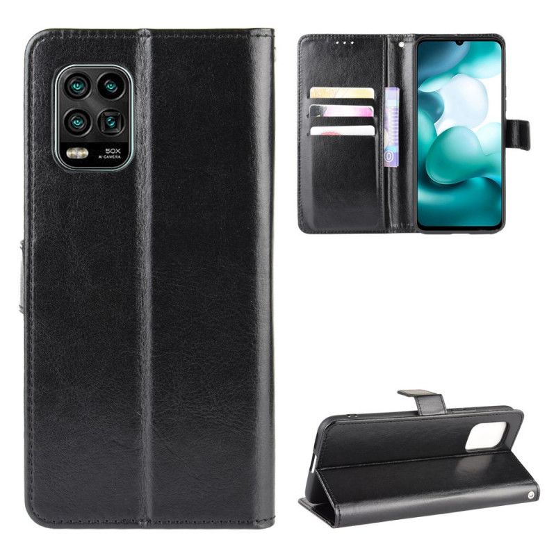 Nahkakotelo Xiaomi Mi 10 Lite Punainen Musta Puhelinkuoret Räikeä Tekonahka