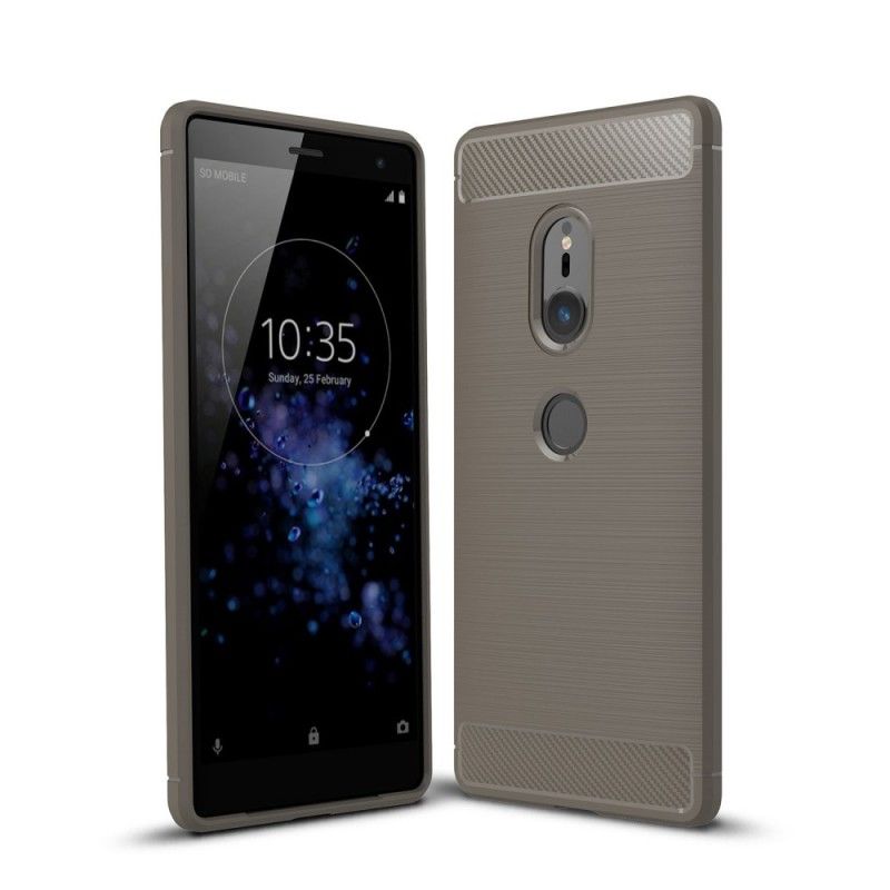 Kuori Sony Xperia XZ2 Punainen Musta Harjattu Hiilikuitu