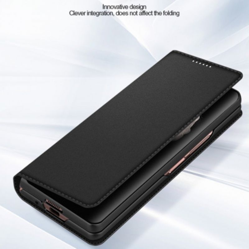 Flip Kotelot Samsung Galaxy Z Fold 3 5g Skin-touch Haljasnahkaa
