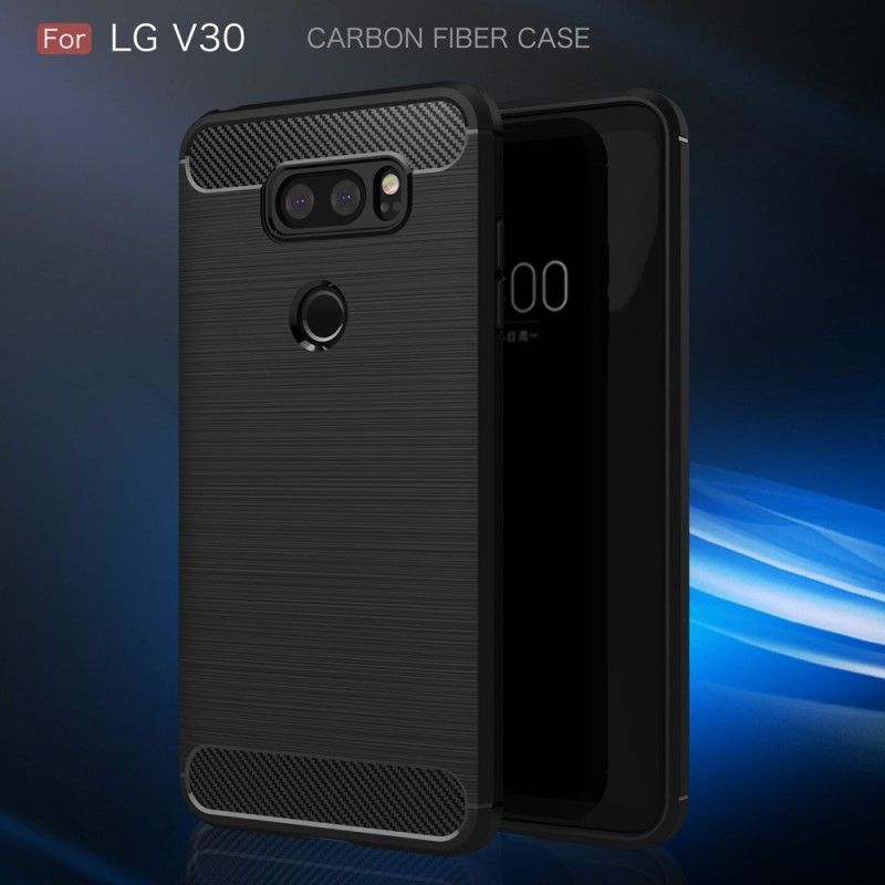 Kuori LG V30 Punainen Musta Harjattu Hiilikuitu