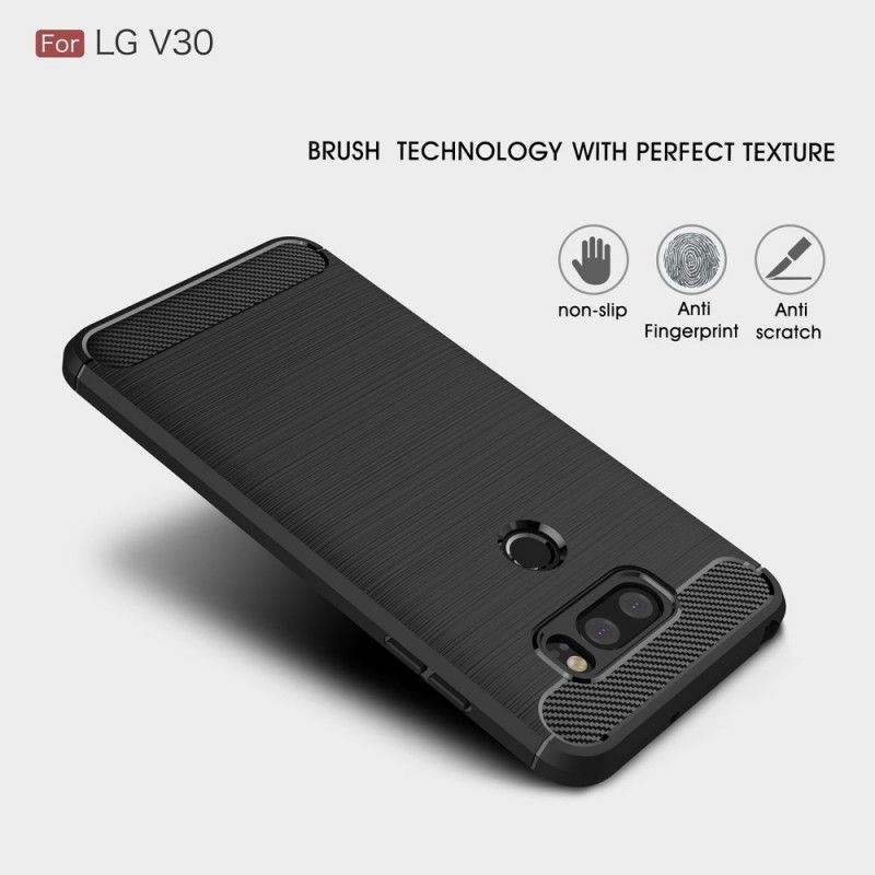 Kuori LG V30 Punainen Musta Harjattu Hiilikuitu