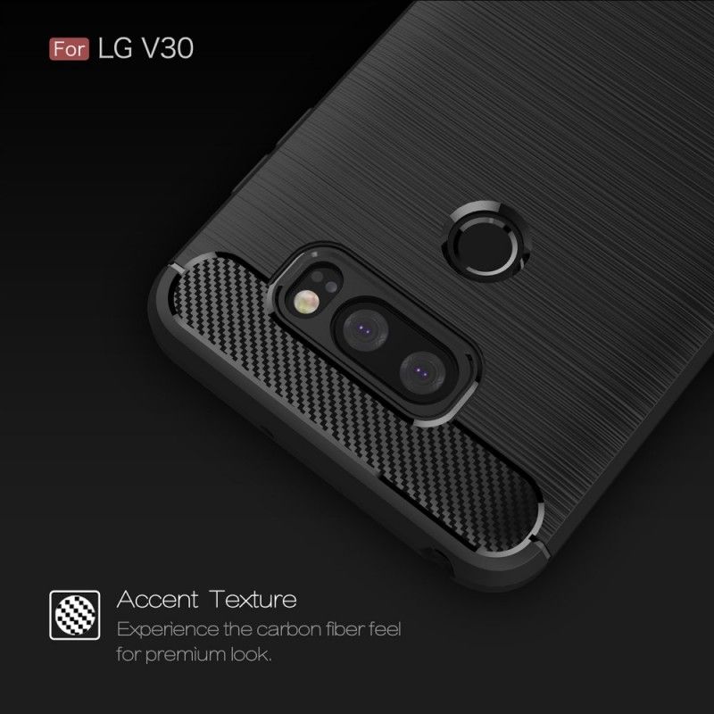 Kuori LG V30 Punainen Musta Harjattu Hiilikuitu