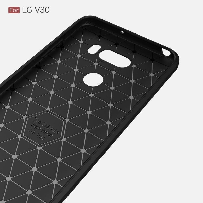 Kuori LG V30 Punainen Musta Harjattu Hiilikuitu