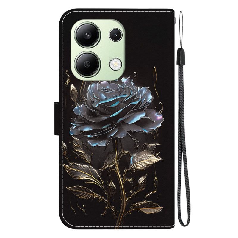 Kotelot Xiaomi Redmi Note 13 4g Musta Ruusu Hihnalla