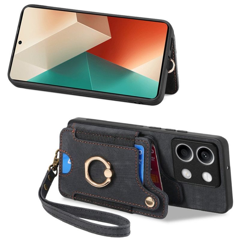 Kuori Xiaomi Redmi Note 13 4g Vintage Korttitelineellä Ja Kaulanauhalla Suojakuori