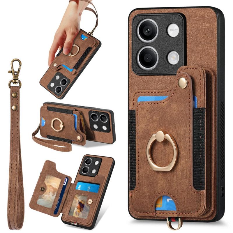 Kuori Xiaomi Redmi Note 13 4g Vintage Korttitelineellä Ja Kaulanauhalla Suojakuori