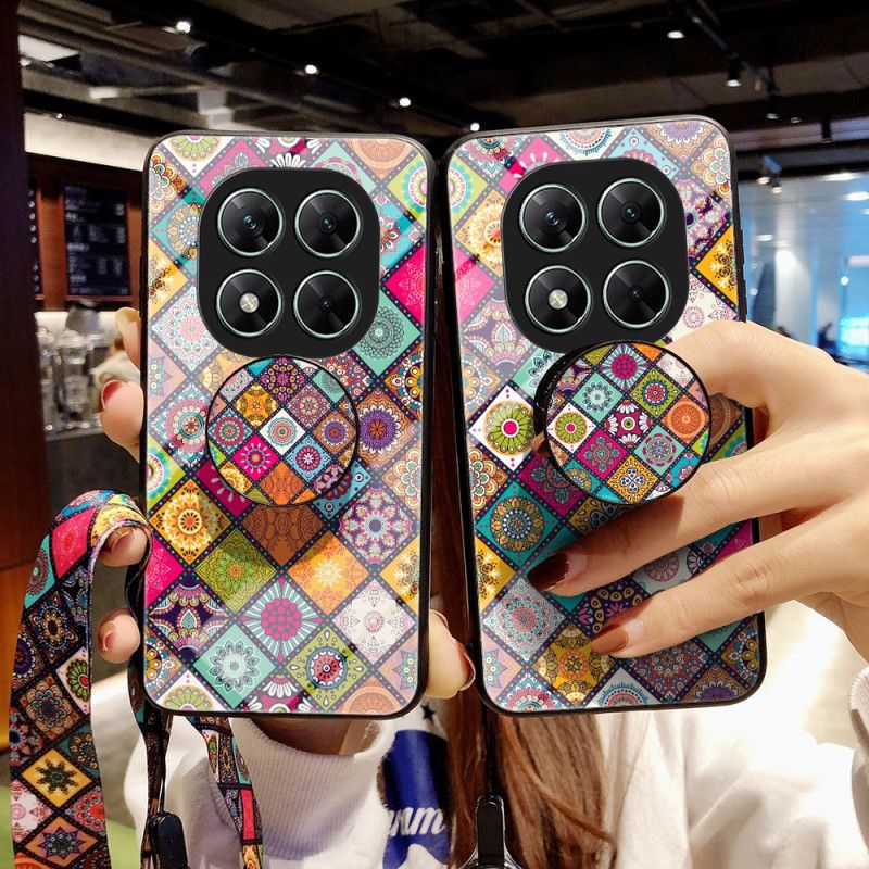 Hülle Für Xiaomi Redmi Note 14 Pro 5g Patchwork-riemen Und Ringhalter