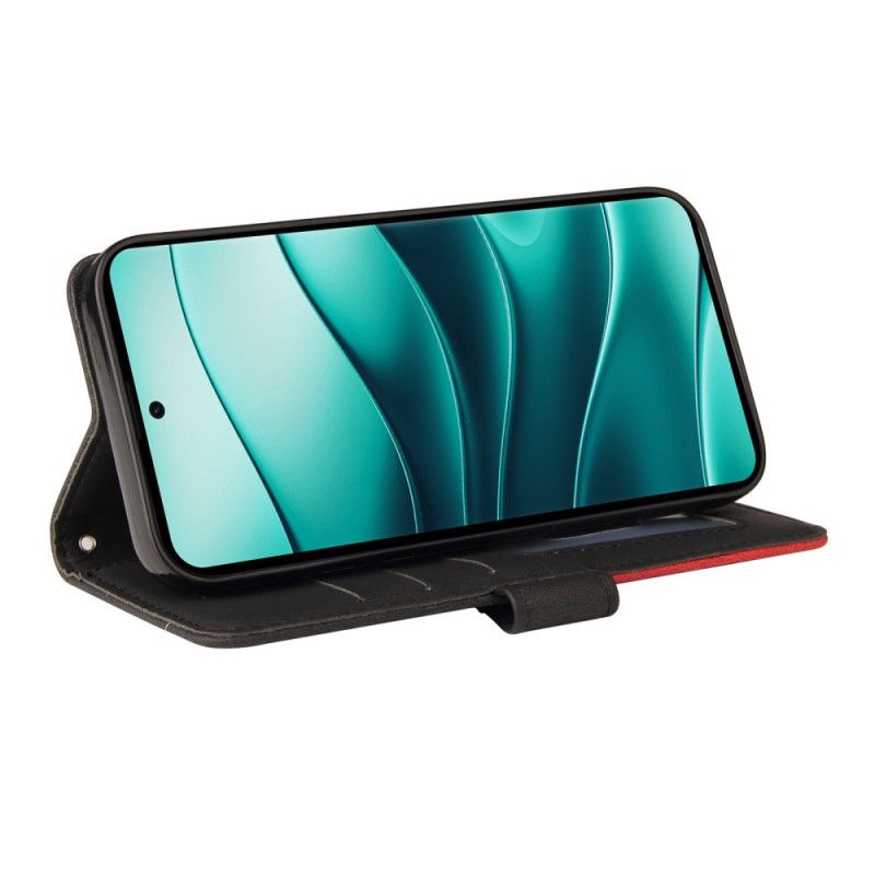 Lederhüllen Xiaomi Redmi Note 14 Pro 5g Handyhülle Zweifarbige Wellenlinien