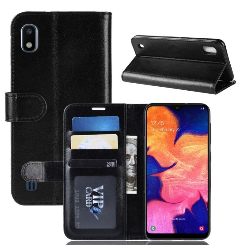 Nahkakotelo Samsung Galaxy A10 Valkoinen Musta Puhelinkuoret Suunnittelijanahka