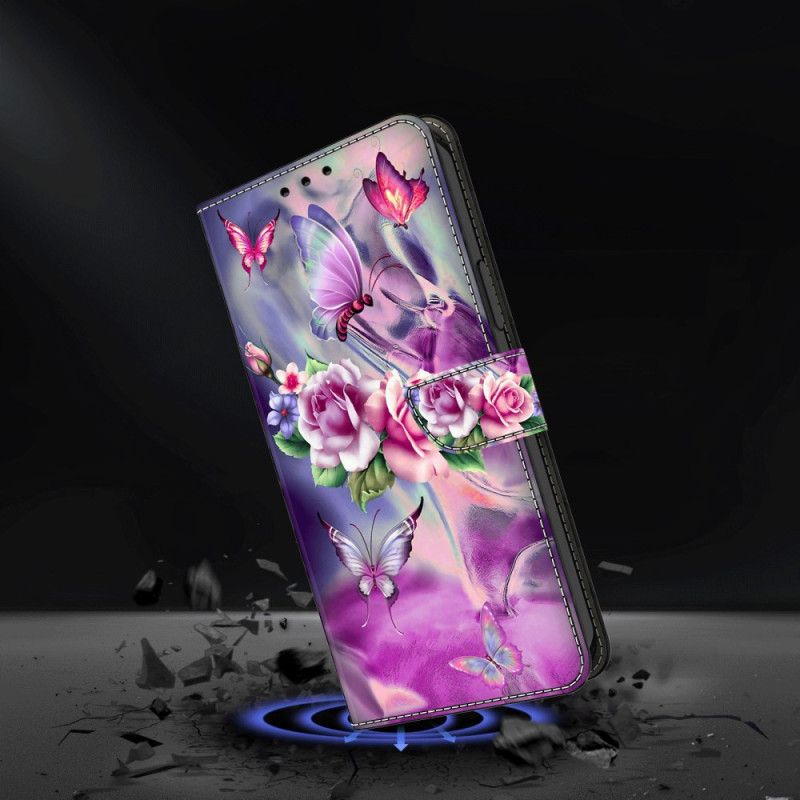 Kotelot Xiaomi 14 Purppuraisia Perhosia Ja Kukkia Suojakuori