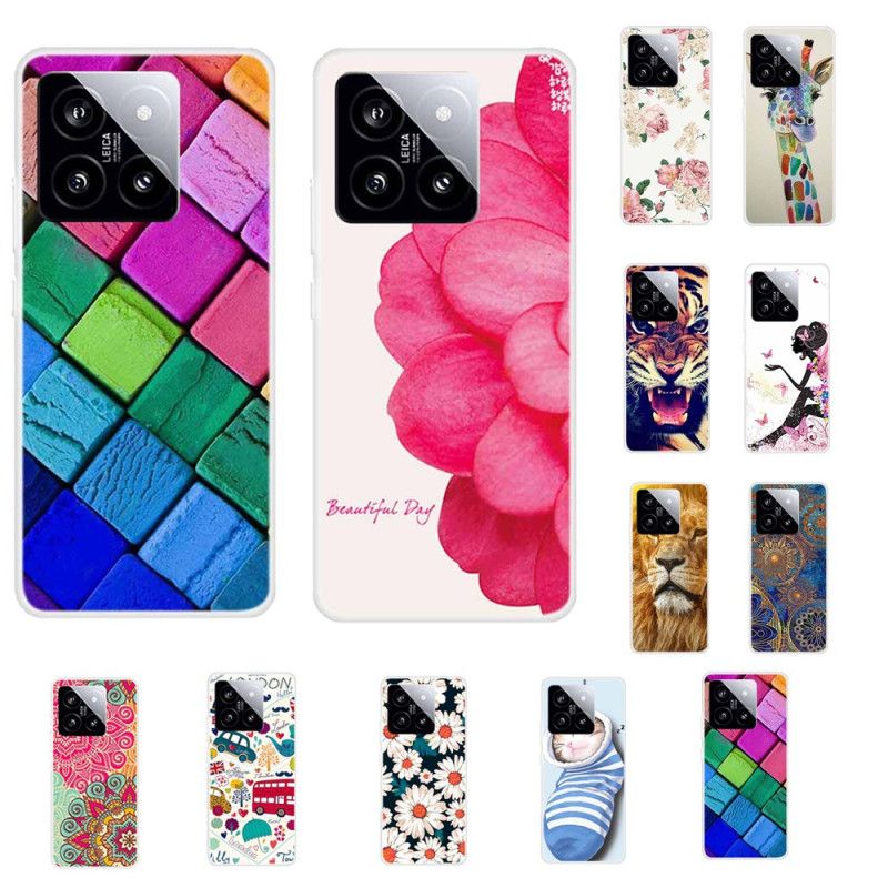 Kuori Xiaomi 14 Vaaleanpunainen Kukka Suojakuori