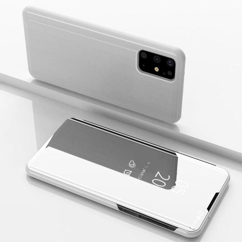 Näkymäkansi Samsung Galaxy S20 Plus / S20 Plus 5G Valkoinen Musta Peili Ja Keinonahka