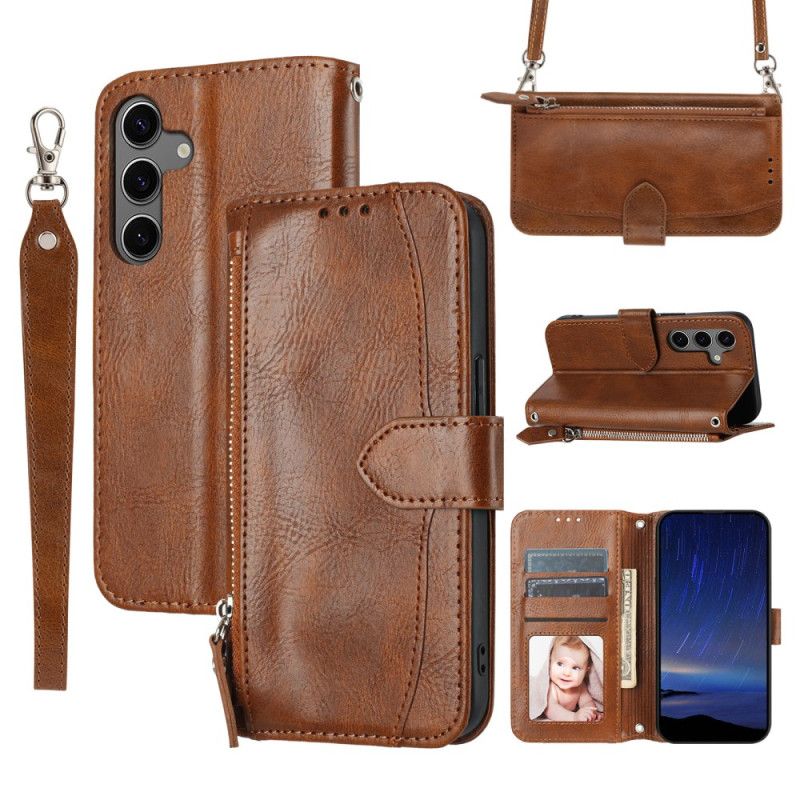 Kotelot Samsung Galaxy S25 5g Puhelinkuoret Vetoketjullinen Tasku Hihna Ja Olkahihna