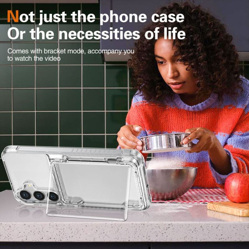 Kuori Samsung Galaxy S25 5g Läpinäkyvä Sisäänrakennetulla Korttipidikkeellä