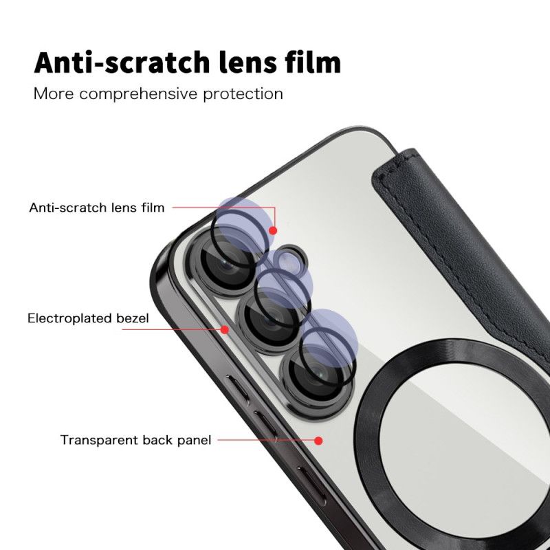 Nahkakotelo Samsung Galaxy S25 5g Nahkaefekti Yhteensopiva Magsafen Ja Rfid-suojauksen Kanssa Suojakuori