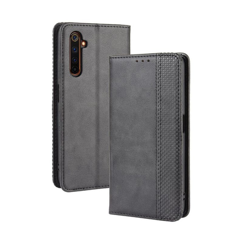 Flip Kotelot Realme X50 Pro Punainen Musta Puhelinkuoret Tyylitelty Vintage-Nahkaefekti