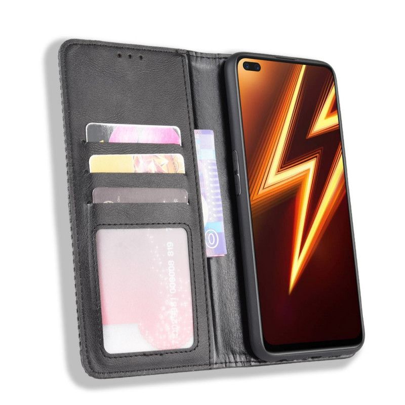 Flip Kotelot Realme X50 Pro Punainen Musta Puhelinkuoret Tyylitelty Vintage-Nahkaefekti
