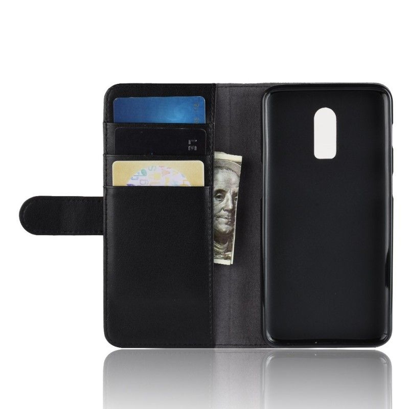 OnePlus 6T Ruskea Musta Halkaistu Nahka