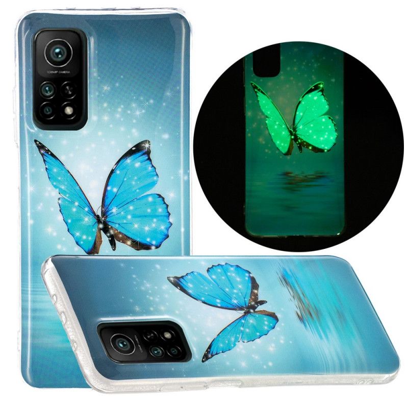 Kuori Xiaomi Mi 10T / 10T Pro Fluoresoiva Sininen Perhonen