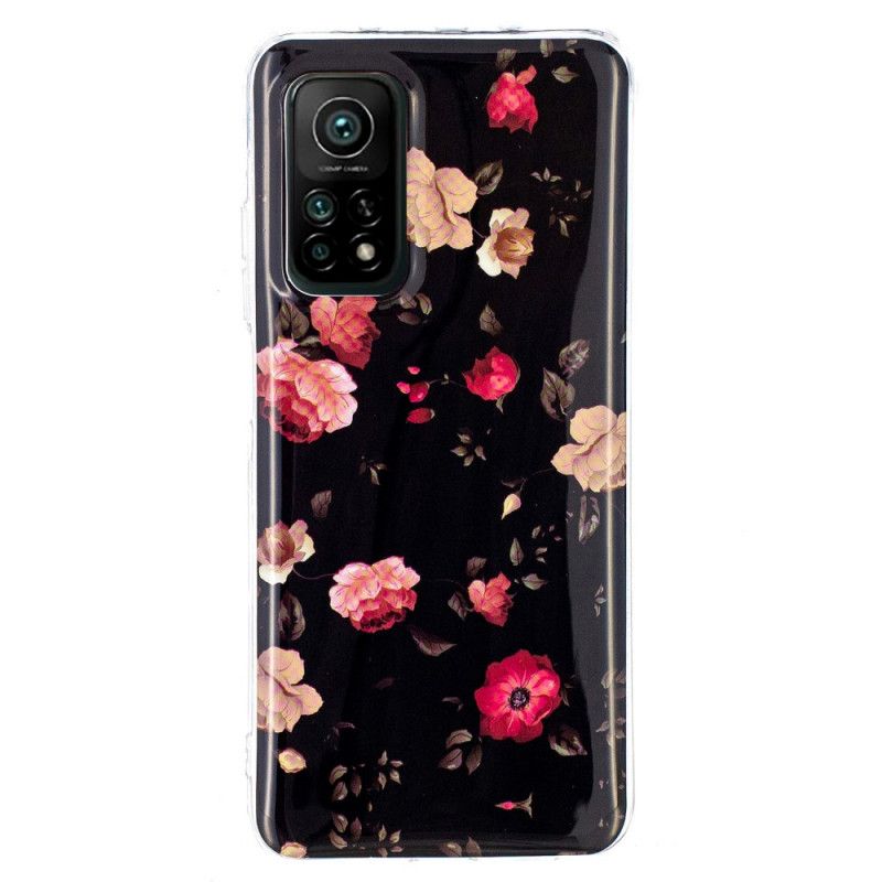 Kuori Xiaomi Mi 10T / 10T Pro Punainen Musta Fluoresoiva Kukka-Sarja