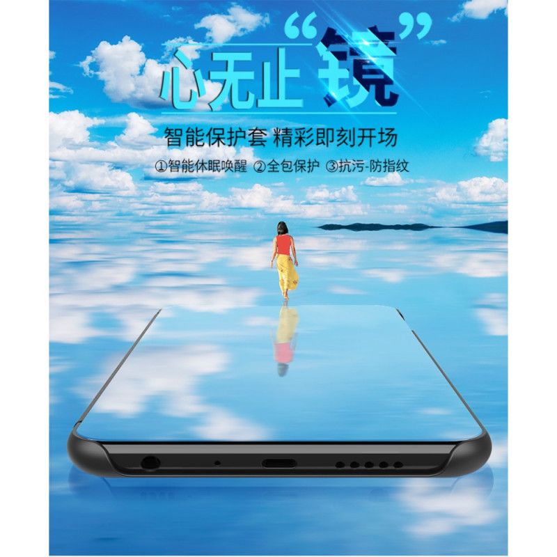 Näkymäkansi Xiaomi Mi 10T / 10T Pro Tummansininen Musta Peili Ja Keinonahka