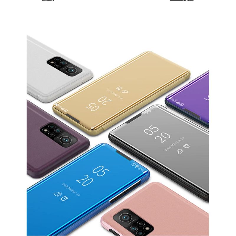 Näkymäkansi Xiaomi Mi 10T / 10T Pro Tummansininen Musta Peili Ja Keinonahka