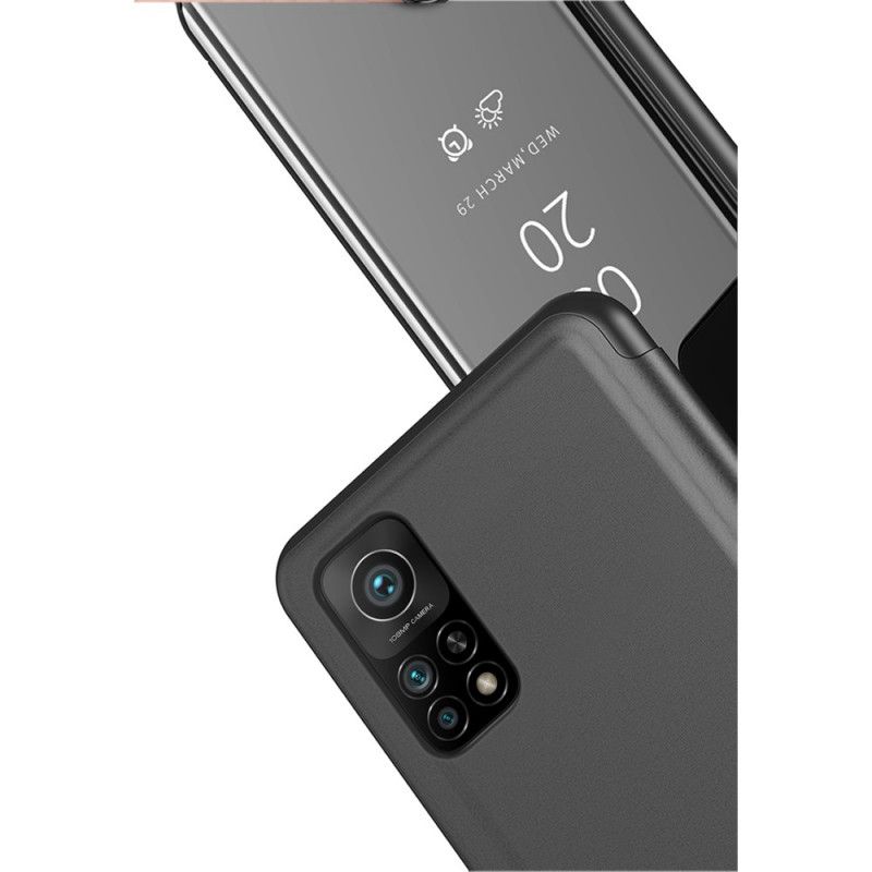Näkymäkansi Xiaomi Mi 10T / 10T Pro Tummansininen Musta Peili Ja Keinonahka