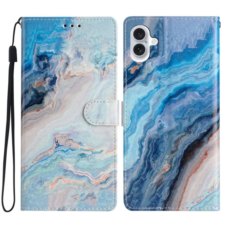 Kotelot iPhone 16 Plus Puhelinkuoret Sininen Marmori Hihnalla