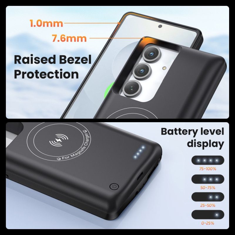 10000mah Akkukotelo Samsung Galaxy S25 Plus / S24 Plus Laturilla Ja Magneettikiinnityksellä