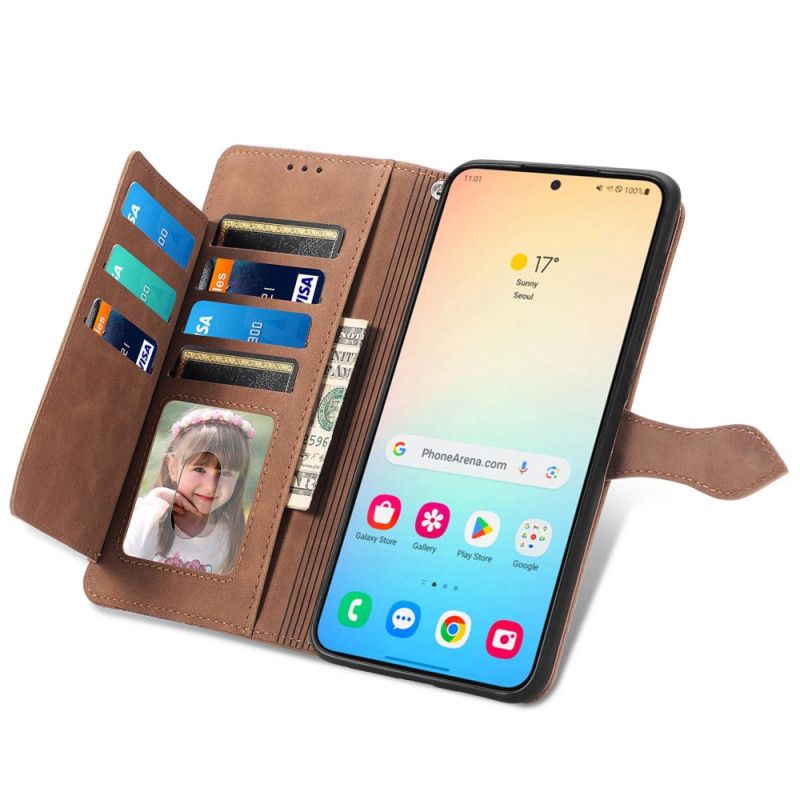 Kuoret Samsung Galaxy S25 Plus 5g Mokkanahkaefekti Pitsiremmi